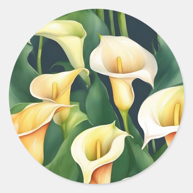 Calla Lily Elegant Runder Aufkleber (Vorderseite)