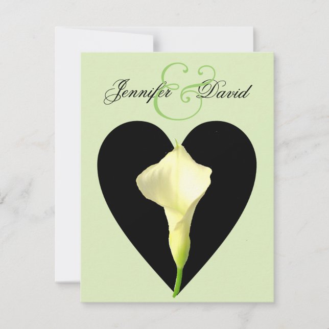 Calla Lily et Faire-part de mariage de coeur (Devant)