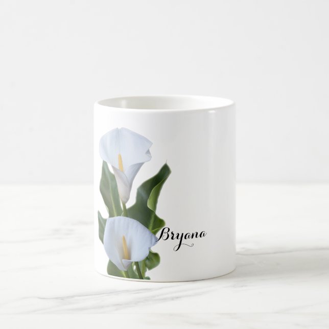 Calla Lily Fleurs Floral Élégant café Mug (Centre)