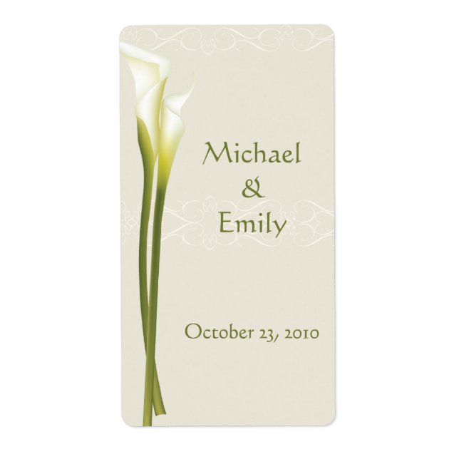 Calla Lily Mariage Favoriser les Étiquettes (Devant)