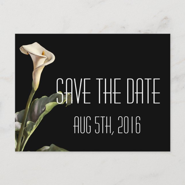 Calla Lily Modern Floral Save the Date Ankündigungspostkarte (Vorderseite)