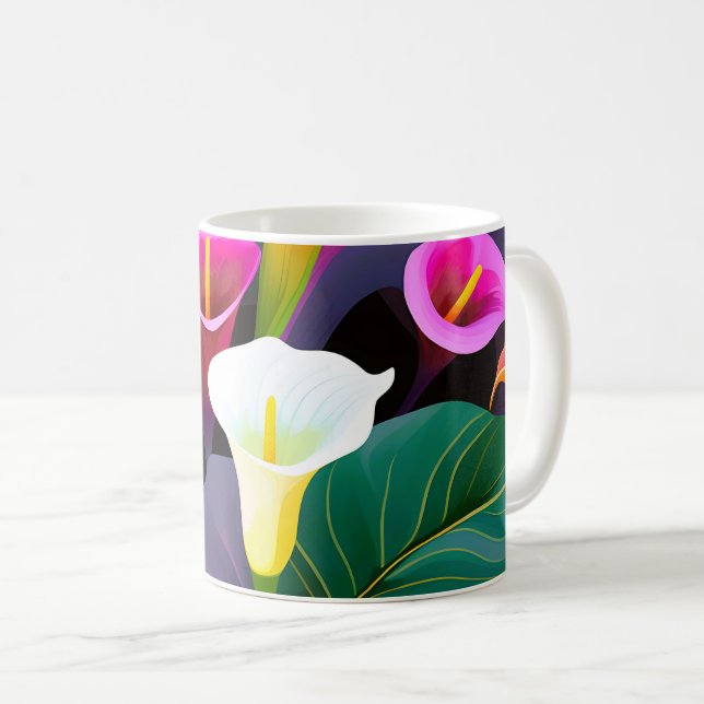 Calla Lily Moderne Blume Kaffeetasse (VorderseiteRechts)