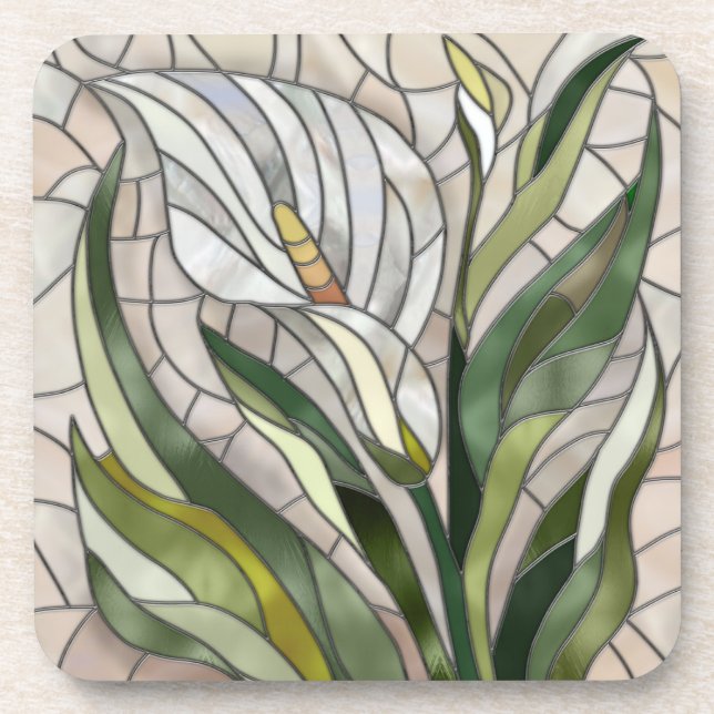 Calla Lily Mosaic Art Getränkeuntersetzer (Vorderseite)
