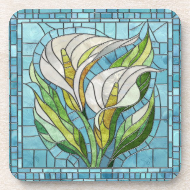 Calla Lily Mosaic Art Getränkeuntersetzer (Vorderseite)