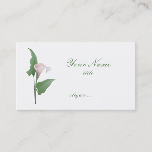 Calla Lily rose Carte de visite floral (Devant)