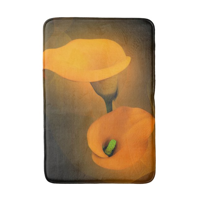 Calla Lily Warm Gelbe Nebel Hintergrund Badematte (Vorderseite Vertikal)