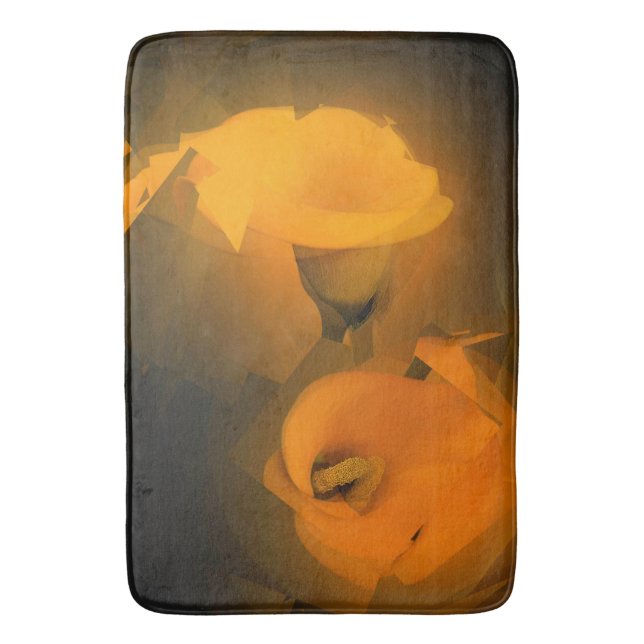 Calla Lily Warm Yellow Cubist Effect Badematte (Vorderseite Vertikal)