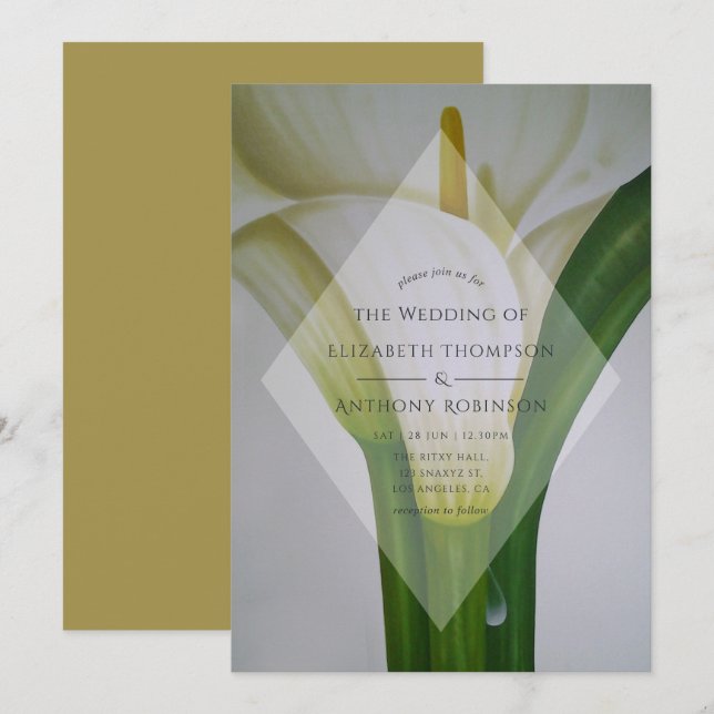 Calla Lily Wedding Einladung (Vorne/Hinten)