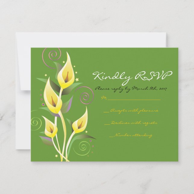 Calla Lily Wedding Einladung Blume Antwort (Vorderseite)