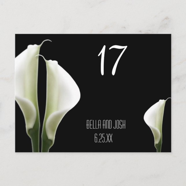 Calla Lily Wedding Table Card Postca Postkarte (Vorderseite)