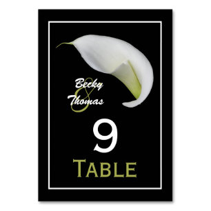 Calla Lily Wedding Tischnummern Cards