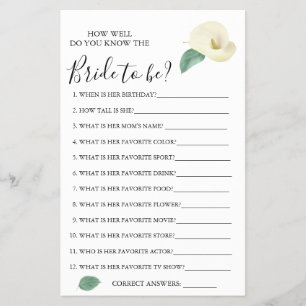 Calla Lily Wie gut kennen Sie die Bridge-Spielkart Flyer