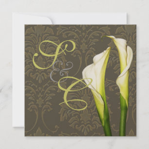 Calla lys sur damas, invitation de mariage