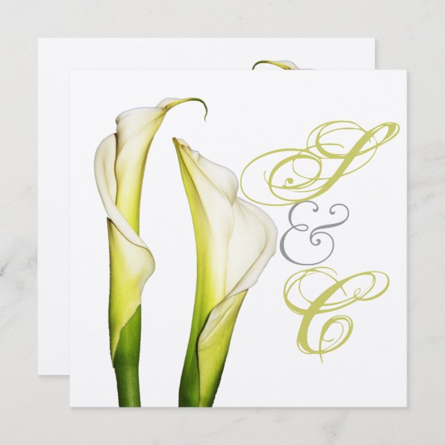 Calla Lys + tourbillons texte, invitations de mari (Devant / Derrière)