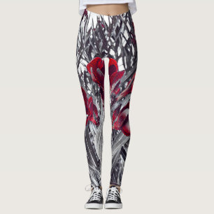 Callas cramoisies et leggings à impression de feui