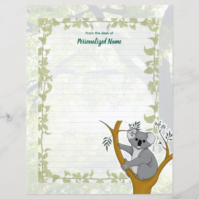 Callie Koala Ivy Lined Paper Sheet (Vorderseite)