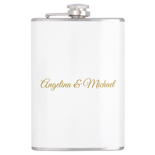 Calligrafie Beruflich Elegance Gold Color Flachmann (Vorderseite)