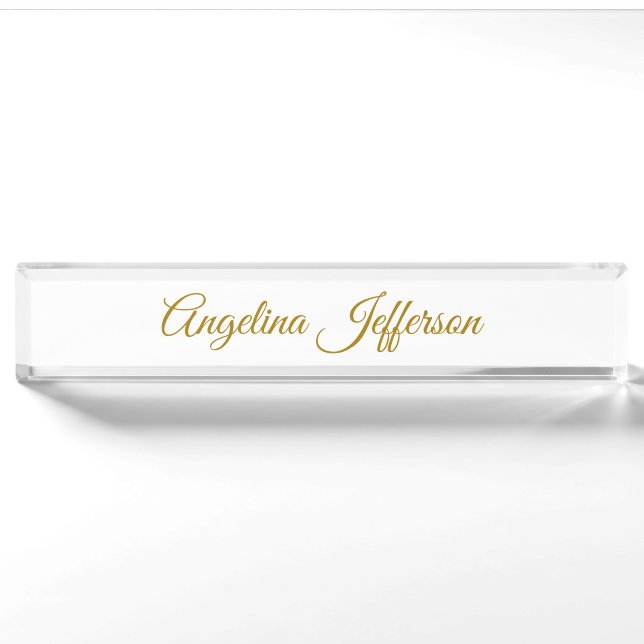 Calligrafie Beruflich Elegance Gold Color Namensplakette (Vorderseite)