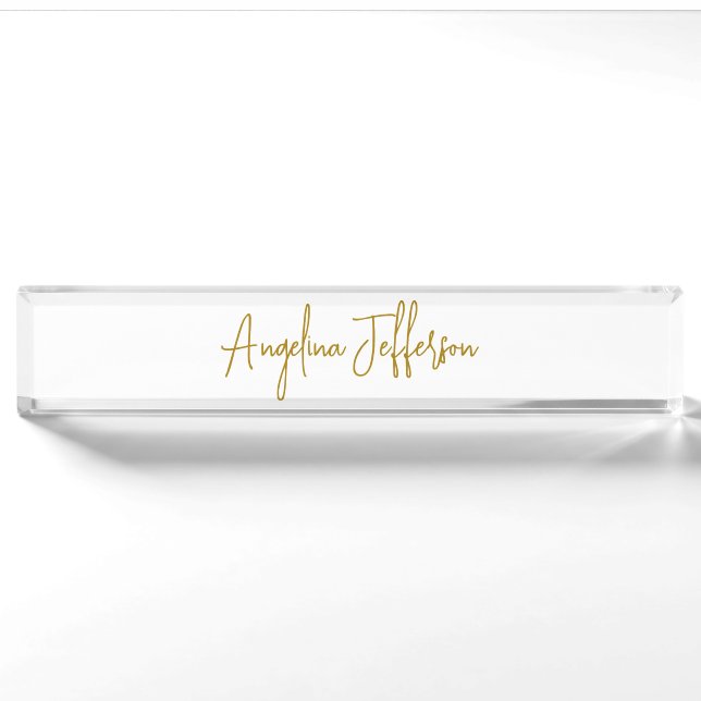 Calligrafie Beruflich Elegance Gold Color Namensplakette (Vorderseite)