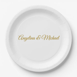 Calligrafie Beruflich Elegance Gold Color Pappteller