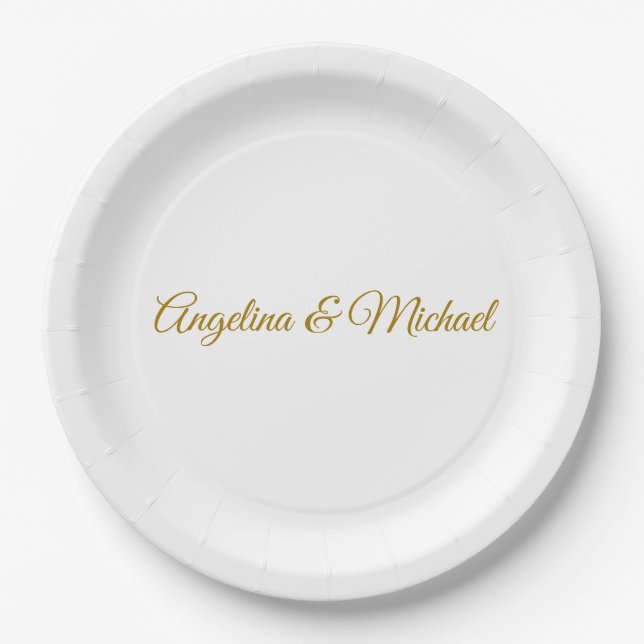 Calligrafie Beruflich Elegance Gold Color Pappteller (Vorderseite)