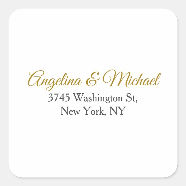 Calligrafie Beruflich Elegance Gold Color Quadratischer Aufkleber (Vorderseite)