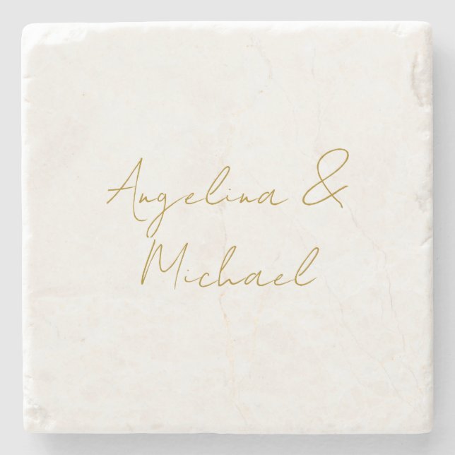 Calligrafie Beruflich Elegance Gold Color Steinuntersetzer (Vorderseite)