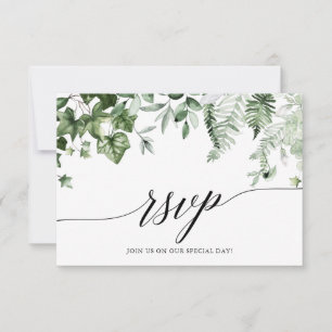 Calligrafie Botanische Ivy Greenerity Wedding RSVP Karte
