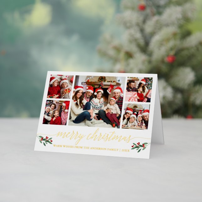 Calligrafie Christmas 5 Foto Holly Berries Gold (Feiertag In Situ)