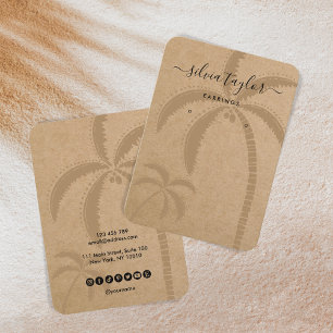 Calligrafie Earring Display Card Beach Palm Tree Visitenkarte