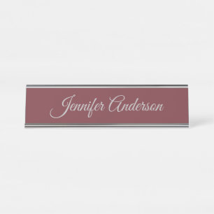 Calligrafie Elegante Weinfarbe Personalisiert Schreibtischnamensplakette