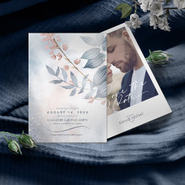 Calligrafie Floral Dusty Blue ID771 Save The Date