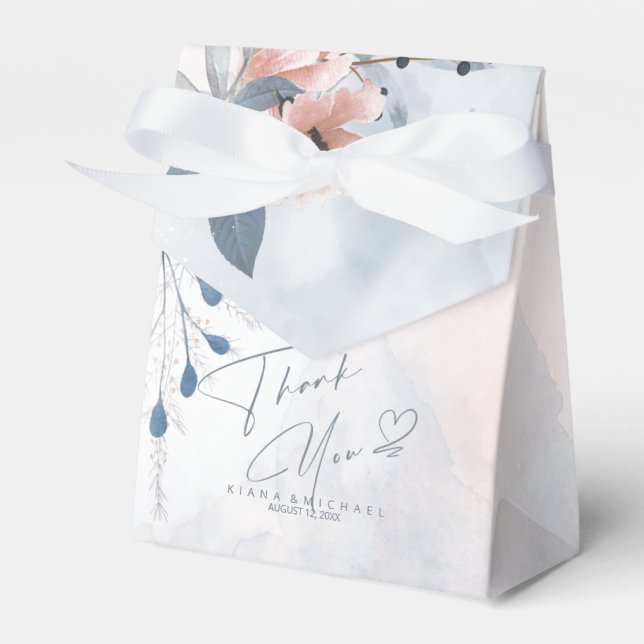 Calligrafie Floral Vielen Dank Herz Blue ID771 Geschenkschachtel (Vorderseite)