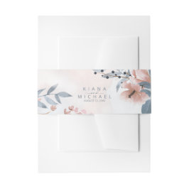 Calligrafie Floral Wedding Blue ID771 Einladungsbanderole