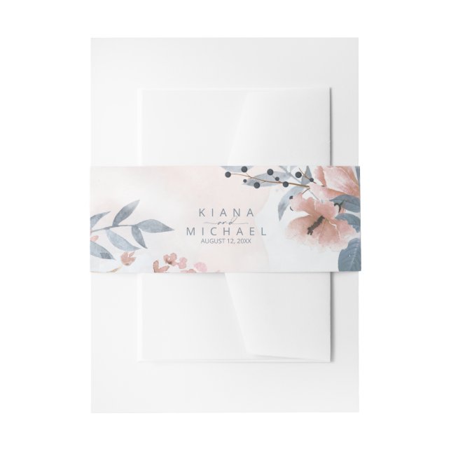 Calligrafie Floral Wedding Blue ID771 Einladungsbanderole (Vorderseite Beispiel)