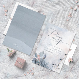 Calligrafie Floral Wedding Dusty Blue ID771 RSVP Karte