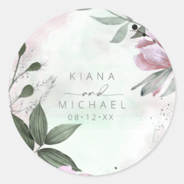 Calligrafie Floral Wedding Mauve ID771 Runder Aufkleber