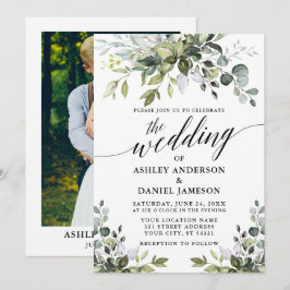 Calligrafie Foto Hochzeit von Aquarellenpflanzen Einladung