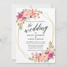 Calligrafie Geometric Wedding Pink Blush Floral
