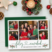 Calligrafie Herz Feliz Navidad Holly Green