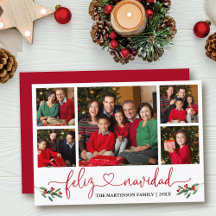 Calligrafie Herz Feliz Navidad Holly Red