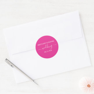 Calligrafie Hot Pink Wedding Umschlag Aufkleber