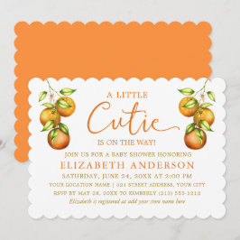 Calligrafie Kleine Süsse Baby Dusche Gold Orangen Einladung