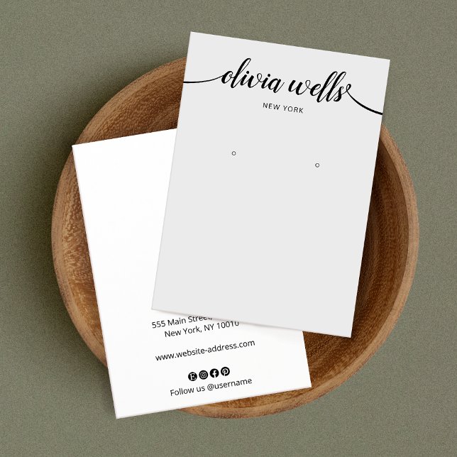 Calligrafie Light Gray Earring Display Card (Von Creator hochgeladen)