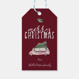 Calligrafie Merry Christmas Van & Baum heilig rot Geschenkanhänger