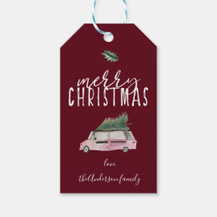 Calligrafie Merry Christmas Van & Baum heilig rot Geschenkanhänger