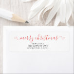 Calligrafie Merry Christmas White<br><div class="desc">Fügen Sie Ihrer Urlaubskorrespondenz eine festliche Touch mit diesem eleganten Rücksendelabel hinzu. Die Überschrift "Frohe Weihnachten" ist wunderschön in extravaganter Kalligrafie gefertigt und bringt Wärme und Feier in jeden Umschlag. Unter dem Gruß werden Ihr Name und Ihre Adresse deutlich in einem eleganten Serif-Schriftart angezeigt, sodass Ihre Karten und Briefe genauso...</div>