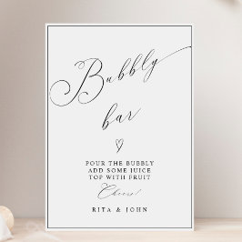 Calligrafie Minimalistisch Bubbly Bar Wedding Sign Poster