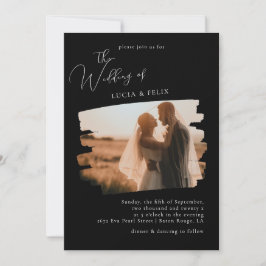 Calligrafie Modernes Schwarzes Foto Hochzeit Einladung