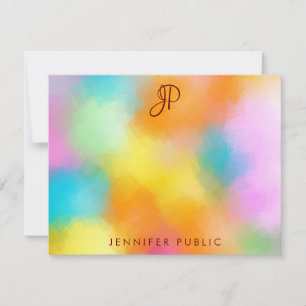 Calligrafie Monogram Template Custom Colorful Mitteilungskarte